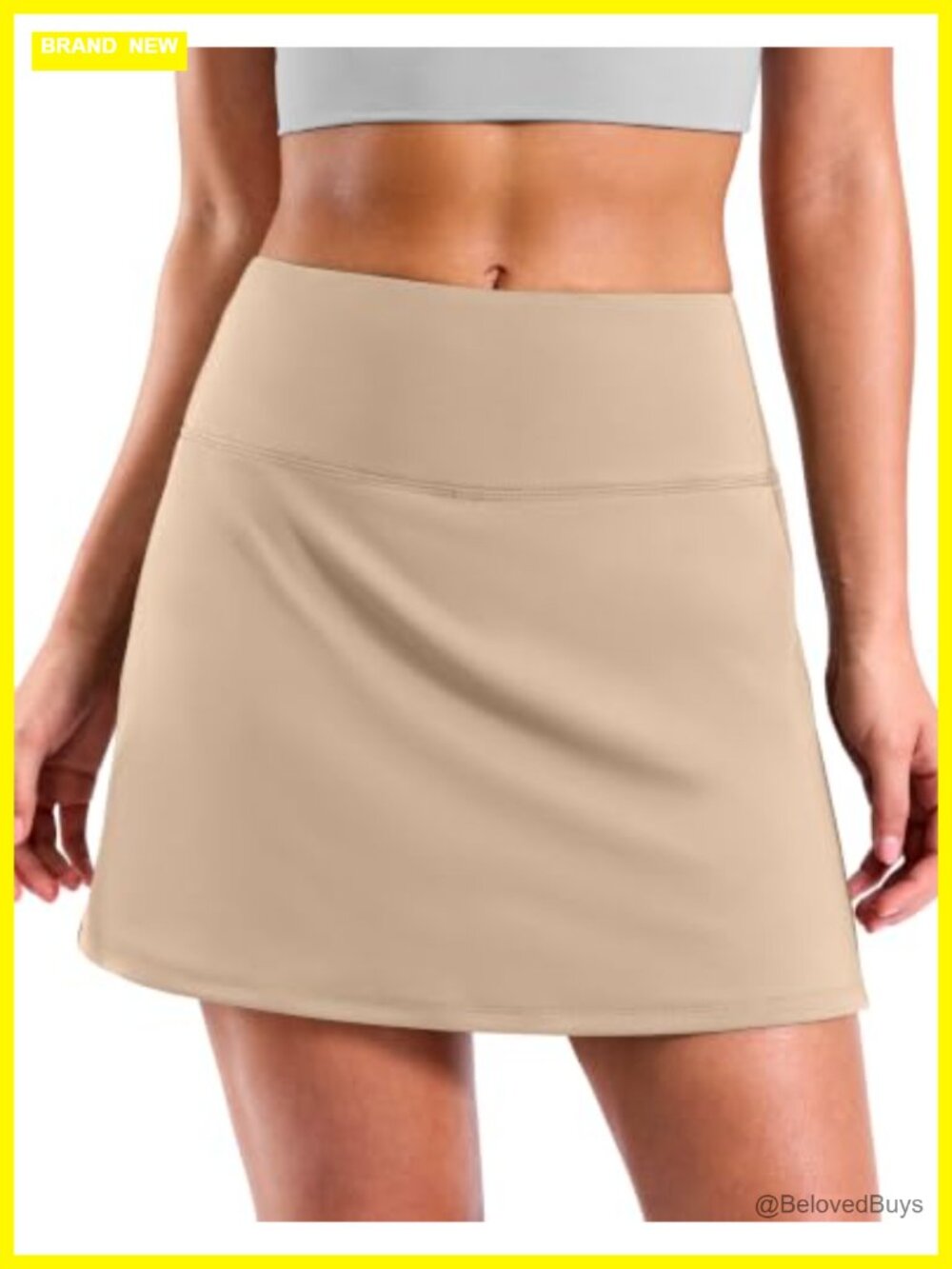 SANTINY Tennis Skort with 2 Pockets A-Line High Rise Stretch Skirt